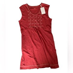 Garnet Hill Red Dress with Embroidered Accents